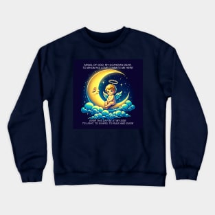 Cute Guardian Angel Cherub and a Moon Expressionistic Effect Crewneck Sweatshirt